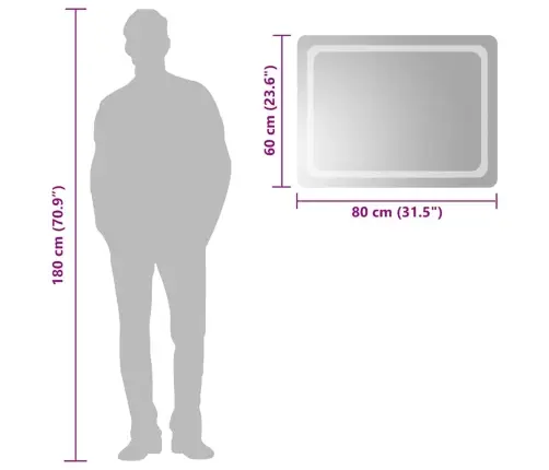 Vonios Kambario Led Veidrodis, 80X60Cm
