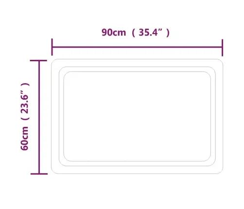 Vonios Kambario Led Veidrodis, 90X60Cm Vonios Kambario Led Veidrodis, 90X60Cm