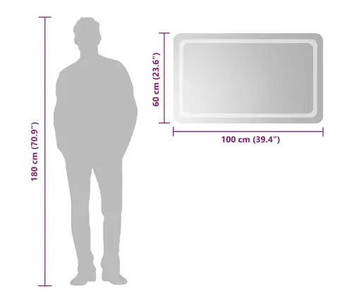 Vonios Kambario Led Veidrodis, 100X60Cm