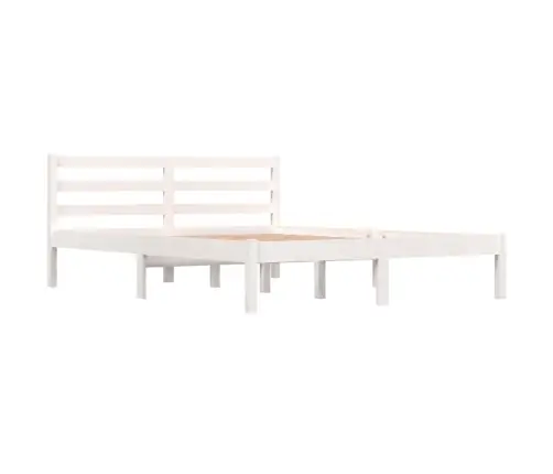 Voodiraam, Täismännipuit, 120 X 190 cm Valge