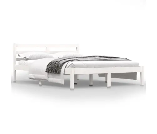 Voodiraam, Täismännipuit, 135 X 190 cm Valge