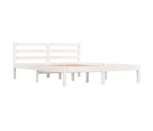 Gultas Rāmis, Priedes Masīvkoks, 140X190 Cm, Balts Vidaxl