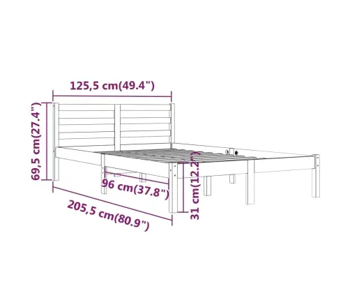 Gultas Rāmis, Priedes Masīvkoks, 120X200 Cm, Balts Vidaxl