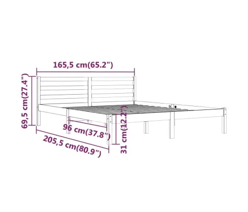 Voodiraam, Männipuit, 160 X 200 Cm
