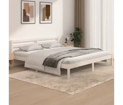 Gultas Rāmis, Priedes Masīvkoks, 180X200 Cm, Balts Vidaxl