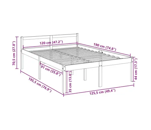 Lova Senjorams, 120X190cm Pušies Medienos Masyvas, Dvivietė