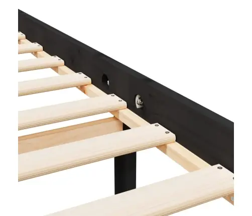 Senioru Gultas Rāmis, Melns, 150X200 Cm, Priedes Masīvkoks Vidaxl