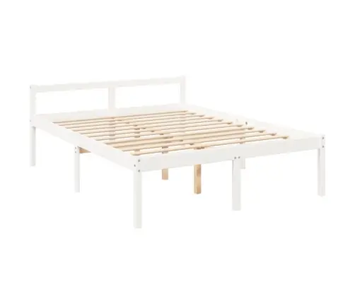 Senioru Gultas Rāmis, Balts, 160X200 Cm, Priedes Masīvkoks Vidaxl