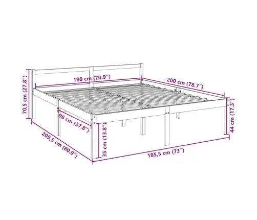 Seeniorivoodi, 180 X 200 cm Männipuit