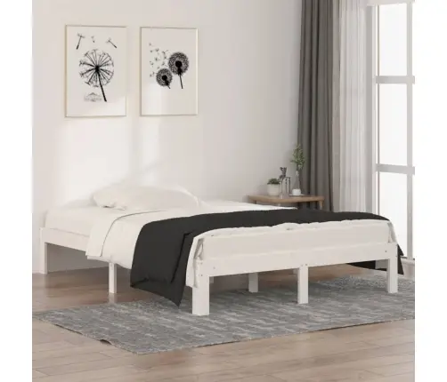 Gultas Rāmis, Balts, Masīvkoks, 135X190 Cm, Divvietīgs Vidaxl