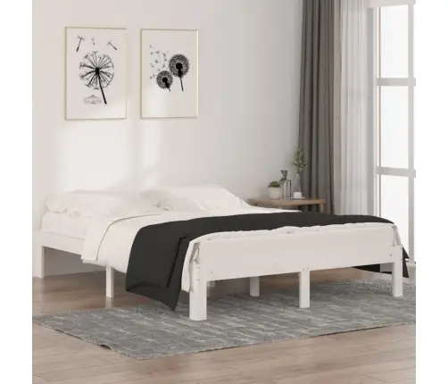 Gultas Rāmis, Balts, Priedes Masīvkoks, 140X190 Cm Vidaxl