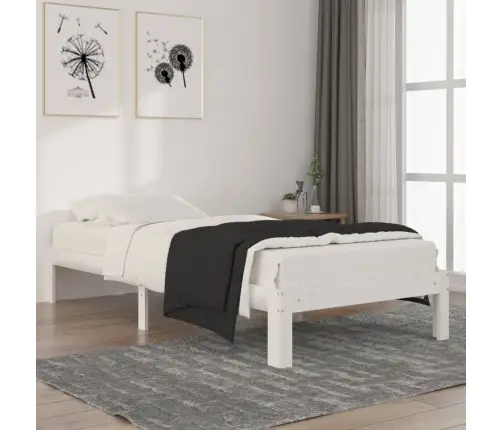 Gultas Rāmis, Balts, Priedes Masīvkoks, 90X200 Cm Vidaxl