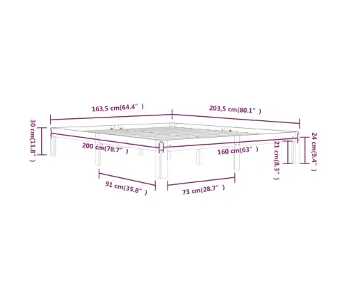Gultas Rāmis, Priedes Masīvkoks, 160X200 Cm Vidaxl