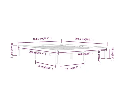 Lovos Rėmas, Baltas, 160X200 cm Pušies Medienos Masyvas