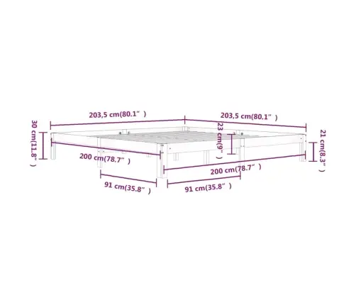 Lovos Rėmas, 200X200cm Pušies Medienos Masyvas