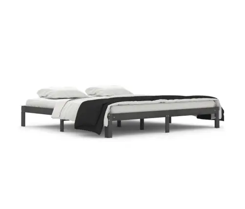 Gultas Rāmis, Pelēks, Priedes Masīvkoks, 200X200 Cm Vidaxl