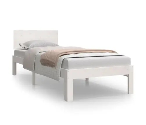 Gultas Rāmis, Balts Masīvkoks, 75X190 Cm, Mazs, Vienvietīgs Vidaxl