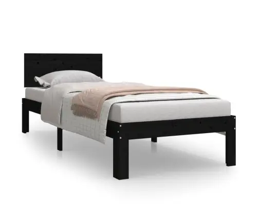 Lovos Rėmas, Juodas, 75X190cm Medienos Masyvas, Vienvietis