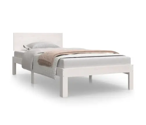 Voodiraam, Valge, Täismännipuit, 90 X 190 Cm