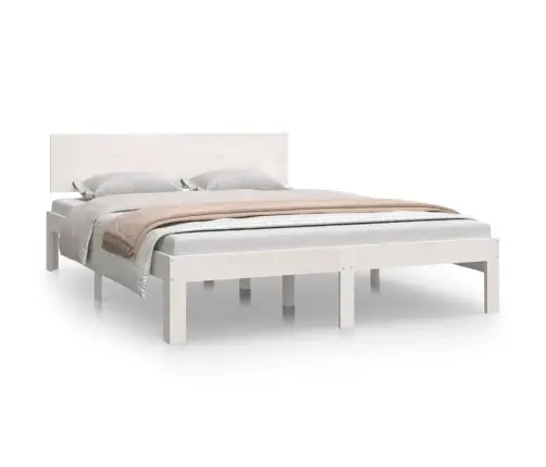 Gultas Rāmis, Balts, Masīvkoks, 135X190 Cm, Divvietīgs Vidaxl