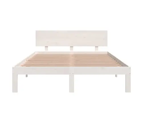 Gultas Rāmis, Balts, Masīvkoks, 135X190 Cm, Divvietīgs Vidaxl