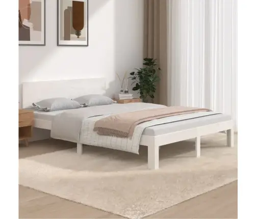 Gultas Rāmis, Balts, Masīvkoks, 135X190 Cm, Divvietīgs Vidaxl