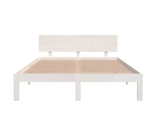 Voodiraam, Valge, Männipuit, 140 X 200 Cm