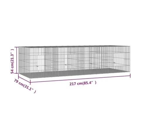 4-Paneļu Trušu Būris, 217X79X54 Cm, Cinkota Dzelzs Vidaxl