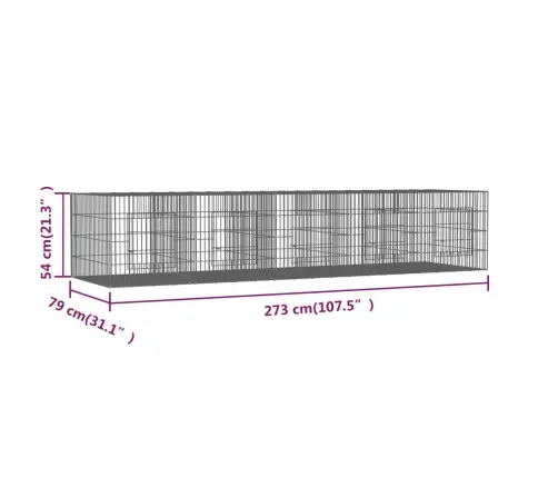 Triušių Narvas, 5 Segmentai, 273X79X54cm Galvanizuota Geležis