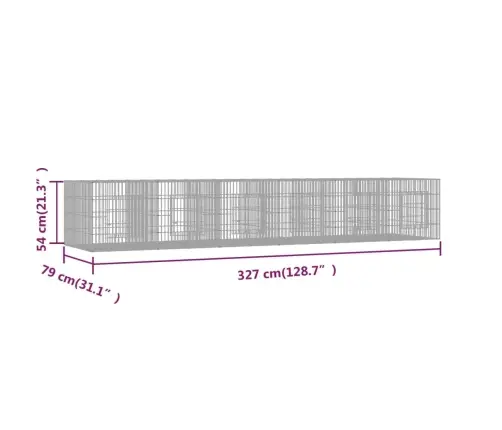 Triušių Narvas, 6 Segmentai, 327X79X54cm Galvanizuota Geležis