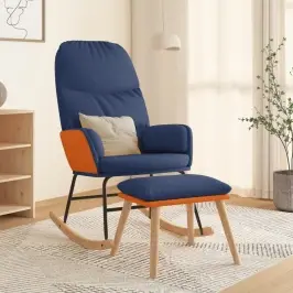 Šūpuļkrēsls Ar Kāju Balstu, Zils Audums Vidaxl