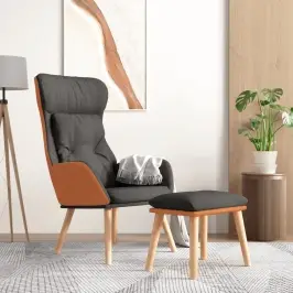 Atpūtas Krēsls Ar Kājsoliņu, Pelēks, Mākslīgā Āda Un Audums Vidaxl Atpūtas Krēsls Ar Kājsoliņu, Pelēks, Mākslīgā Āda Un Audums Vidaxl