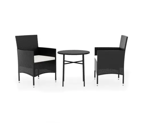 3-Daļīgs Dārza Mēbeļu Komplekts, Pe Rotangpalma, Melns Vidaxl