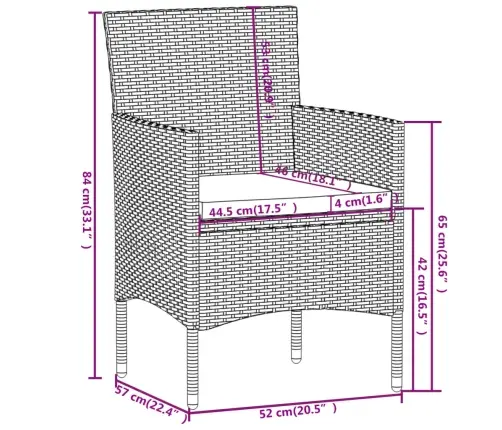 3-Daļīgs Dārza Mēbeļu Komplekts, Pe Rotangpalma, Melns Vidaxl