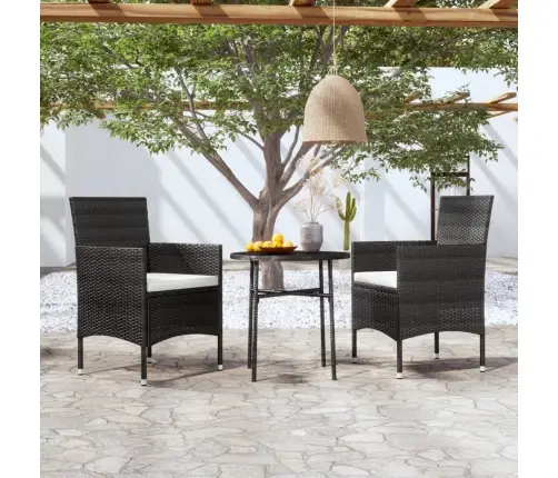 3-Daļīgs Dārza Mēbeļu Komplekts, Pe Rotangpalma, Melns Vidaxl