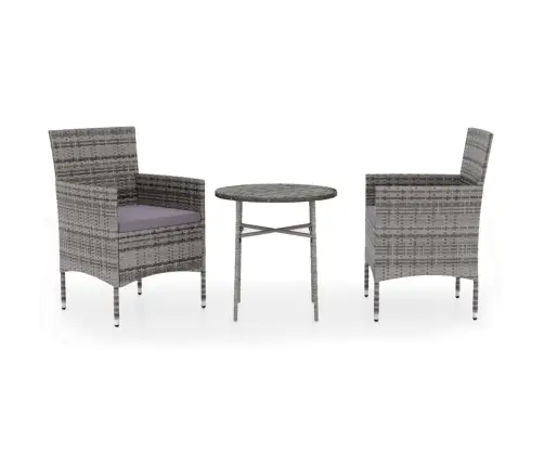 3-Daļīgs Dārza Mēbeļu Komplekts, Pelēka Pe Rotangpalma Vidaxl