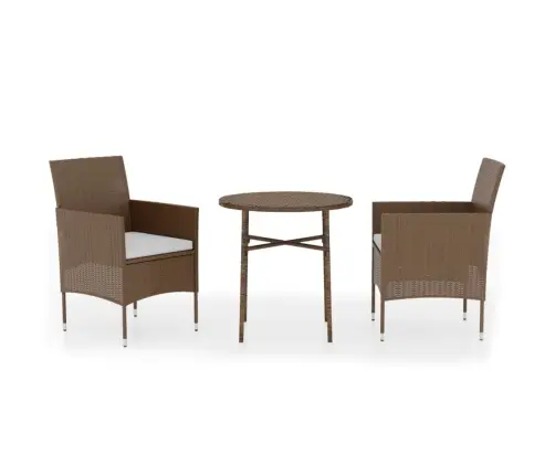 3-Daļīgs Dārza Mēbeļu Komplekts, Pe Rotangpalma, Brūni Vidaxl