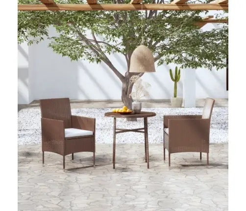 3-Daļīgs Dārza Mēbeļu Komplekts, Pe Rotangpalma, Brūni Vidaxl