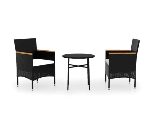 Sodo Valgomojo Baldų Komplektas, 3 Dalių, Juodas, Poliratanas