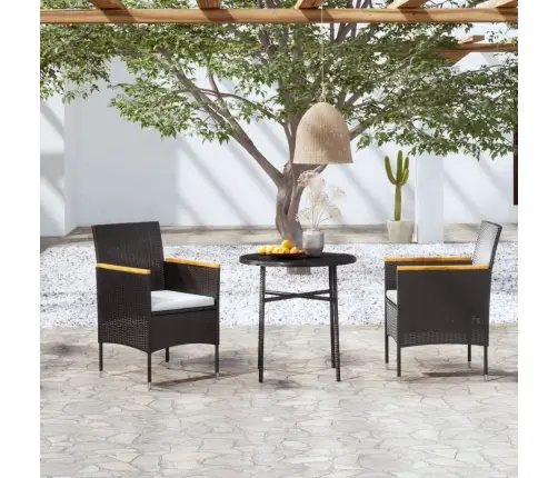 Sodo Valgomojo Baldų Komplektas, 3 Dalių, Juodas, Poliratanas