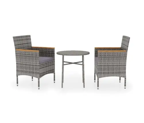 3-Daļīgs Dārza Mēbeļu Komplekts, Pelēka Pe Rotangpalma Vidaxl