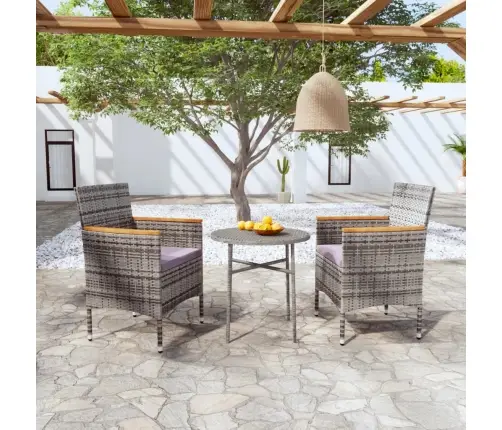 3-Daļīgs Dārza Mēbeļu Komplekts, Pelēka Pe Rotangpalma Vidaxl