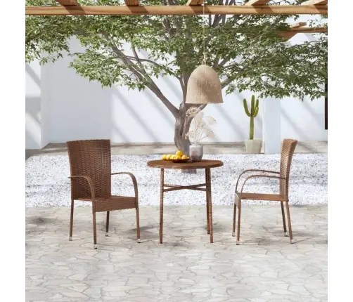 3-Daļīgs Dārza Mēbeļu Komplekts, Brūna Pe Rotangpalma Vidaxl