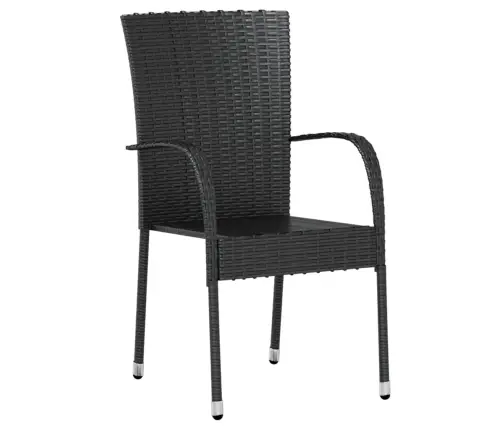 3-Daļīgs Dārza Mēbeļu Komplekts, Pe Rotangpalma, Melns Vidaxl