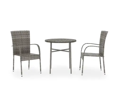 3-Daļīgs Dārza Mēbeļu Komplekts, Pelēka Pe Rotangpalma Vidaxl