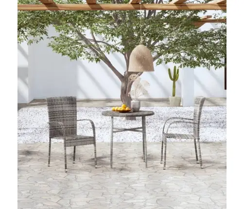 3-Daļīgs Dārza Mēbeļu Komplekts, Pelēka Pe Rotangpalma Vidaxl