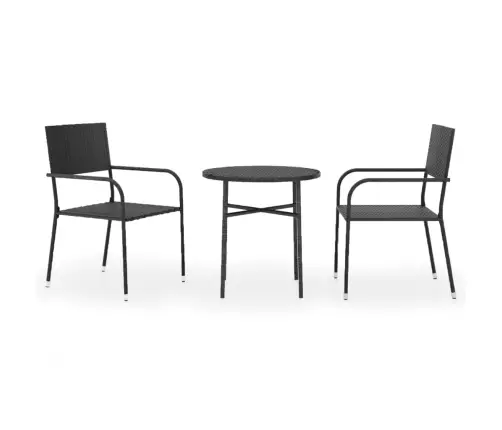 Sodo Valgomojo Baldų Komplektas, 3 Dalių, Juodas, Poliratanas