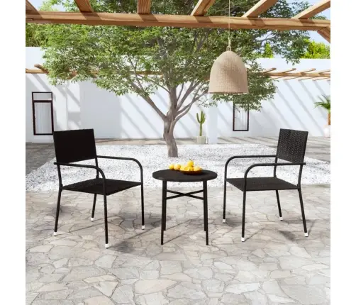 Sodo Valgomojo Baldų Komplektas, 3 Dalių, Juodas, Poliratanas