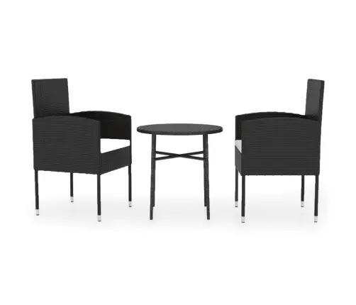 3-Daļīgs Dārza Mēbeļu Komplekts, Pe Rotangpalma, Melns Vidaxl