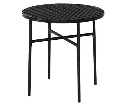 3-Daļīgs Dārza Mēbeļu Komplekts, Pe Rotangpalma, Melns Vidaxl